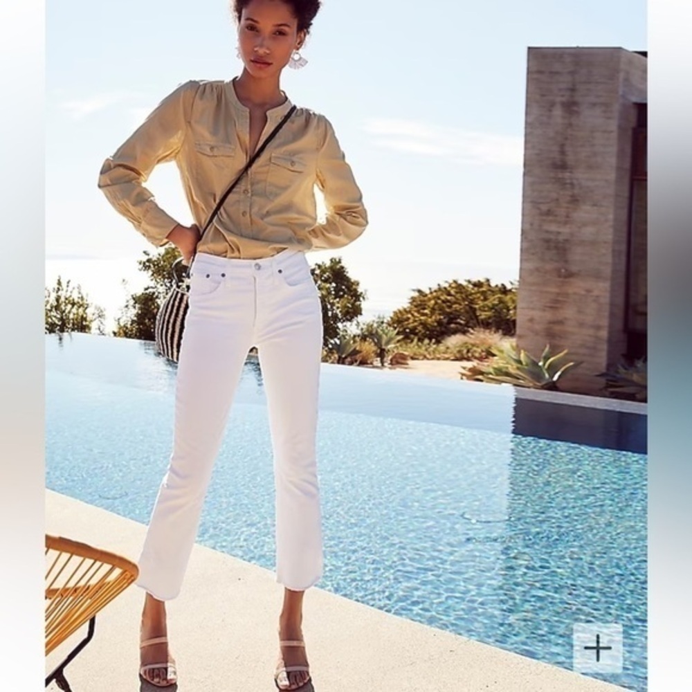 J. Crew 9" billie demi-boot crop jean in white size 26P